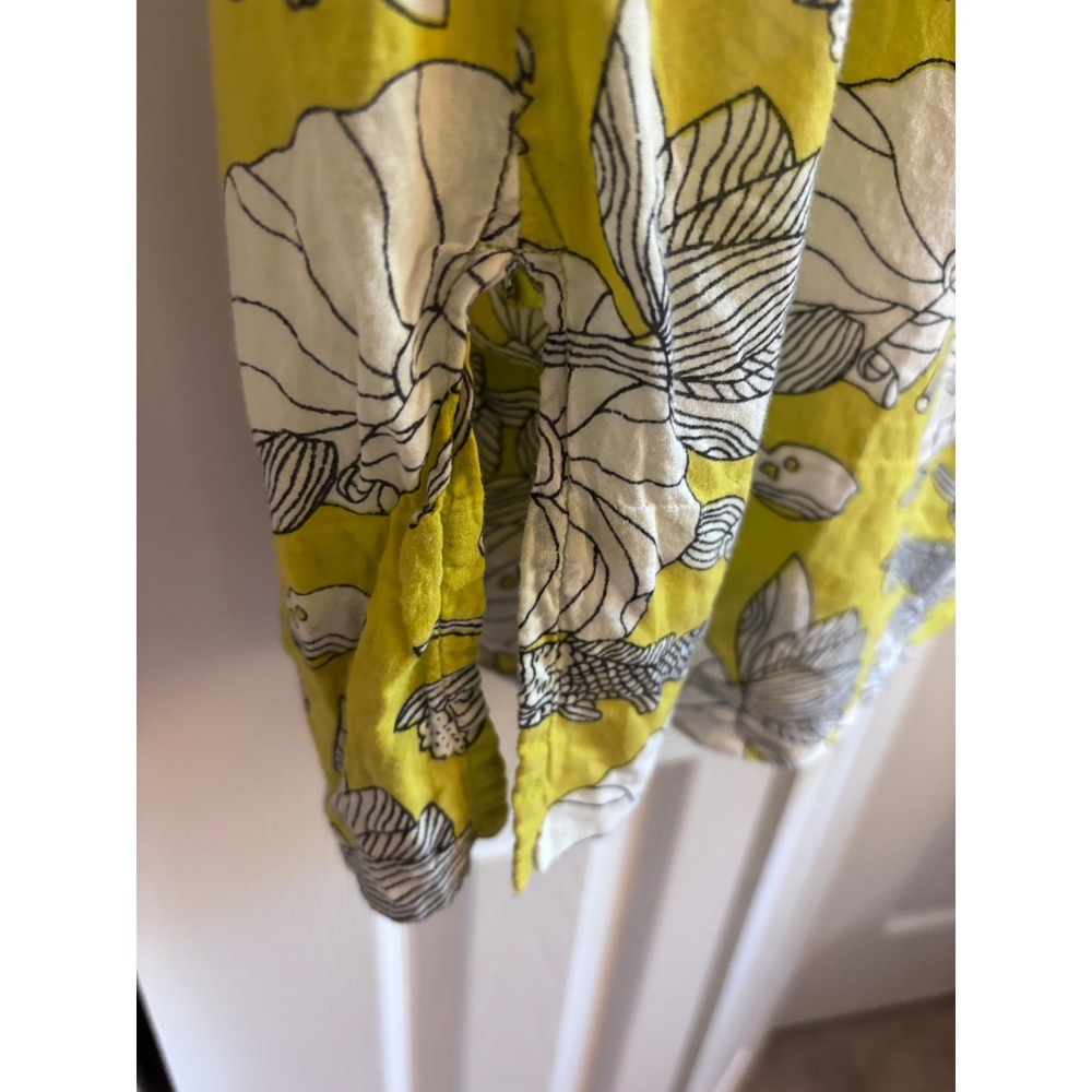 Gretchen Scott Beach Cover Up Large Chartreuse Fish Floral Cotton Tunic Dress - Picture 12 of 13